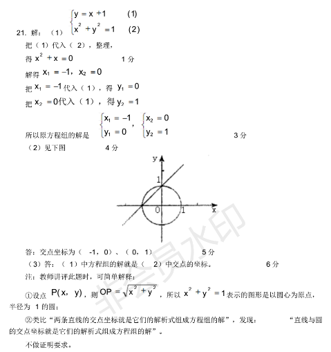 解方程組y=X+1和X2+Y2=1，并且寫(xiě)出函數(shù)Y=X+1和O的交點(diǎn)坐標(biāo)，并且寫(xiě)出方程組的解和交點(diǎn)坐標(biāo)的關(guān)系