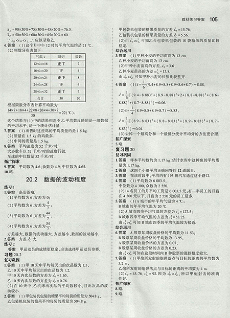 2018義務教育教科書最新修訂版人教版八年級數(shù)學下冊參考答案