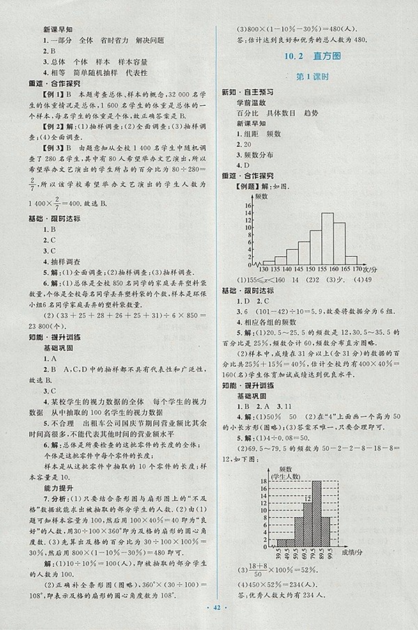 2018年人教版新課標(biāo)初中同步學(xué)習(xí)目標(biāo)與檢測(cè)數(shù)學(xué)七年級(jí)下冊(cè)參考答案