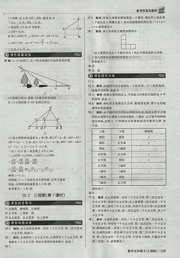 2018年人教版銀版1加1輕巧奪冠優(yōu)化訓(xùn)練數(shù)學(xué)九年級下冊參考答案