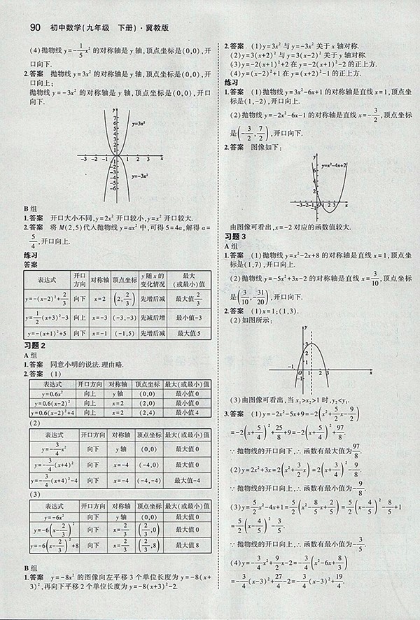 最新義務(wù)教育教科書冀教版數(shù)學(xué)九年級(jí)下冊(cè)參考答案