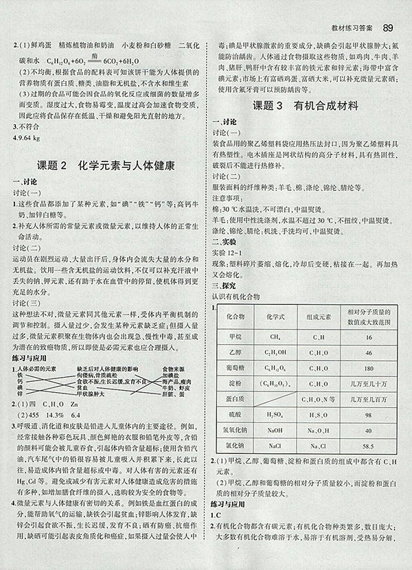 最新版義務(wù)教育教科書人教版化學(xué)九年級(jí)下冊(cè)參考答案