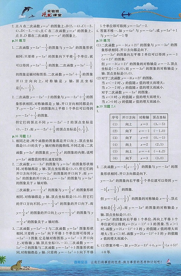 2018年實(shí)驗(yàn)班提優(yōu)課堂北師大版數(shù)學(xué)九年級(jí)下冊(cè)參考答案