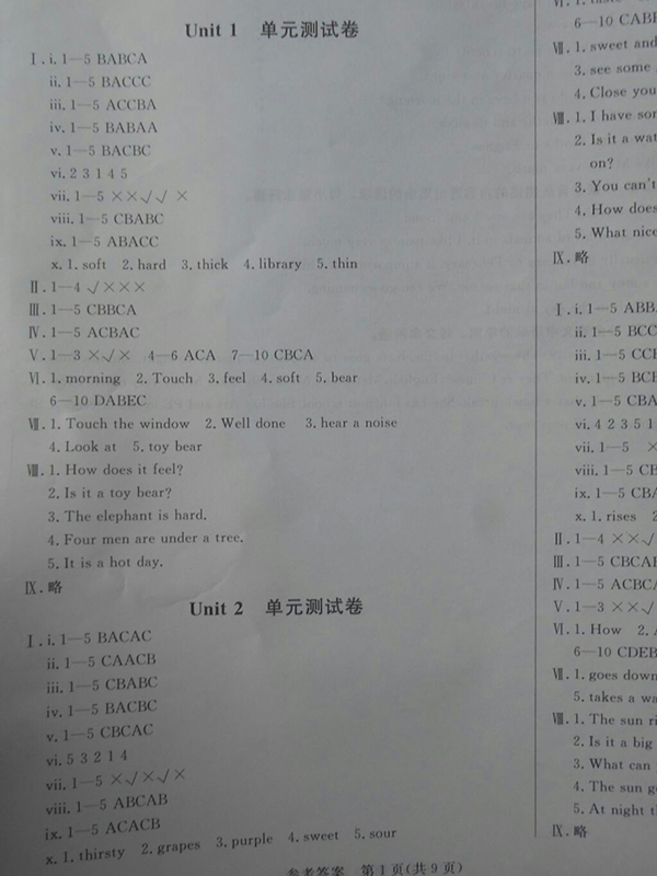 2018深圳狀元坊全程突破導練測英語四年級下冊參考答案