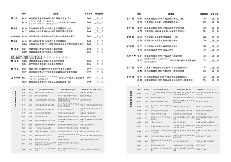 2019新課標(biāo)全國卷高考必刷卷42套物理參考答案