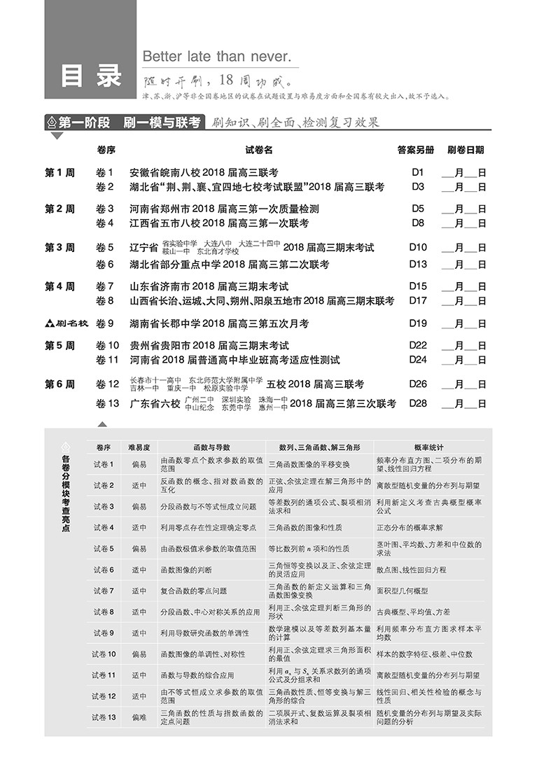 2019新課標(biāo)全國卷高考必刷卷42套理科數(shù)學(xué)參考答案