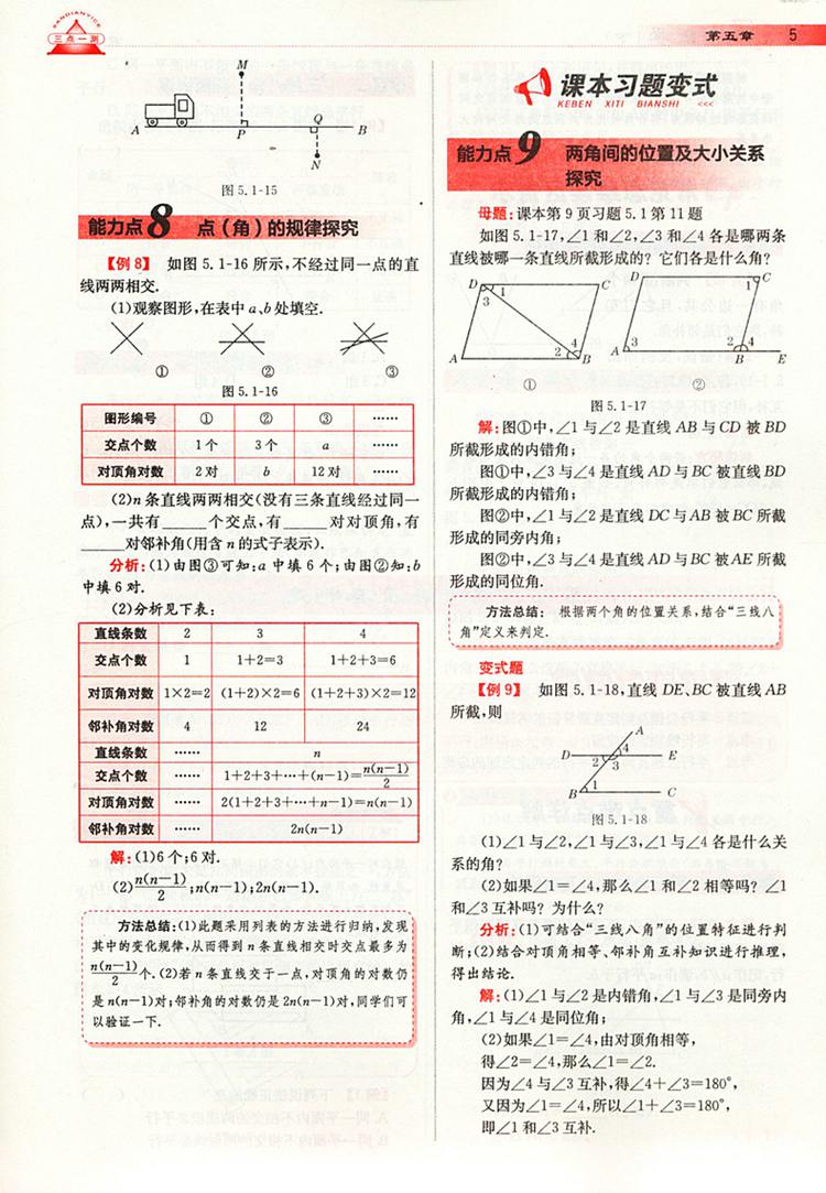 2019年人教版三點(diǎn)一測(cè)優(yōu)等生專用七年級(jí)數(shù)學(xué)下冊(cè)參考答案