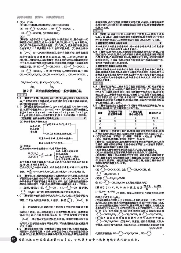 2019高考必刷題化學(xué)5有機(jī)化學(xué)選修參考答案