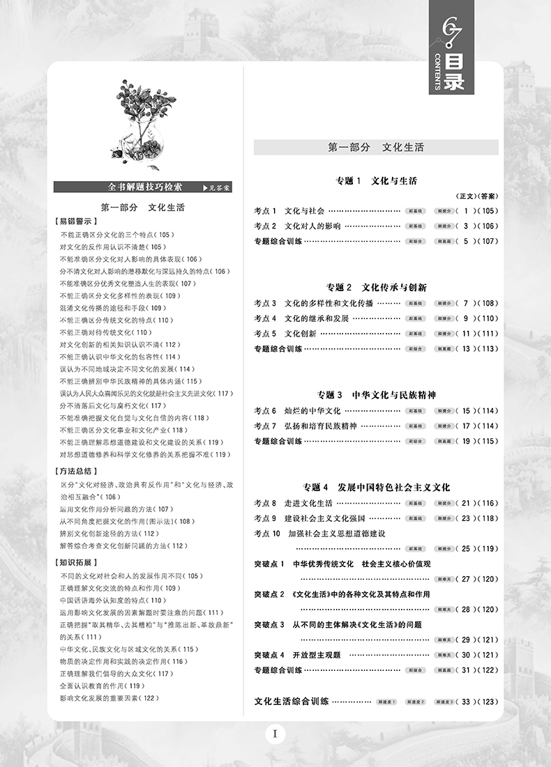 2019高考必刷題政治2哲學(xué)與文化參考答案