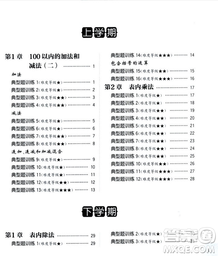 2018年周計劃小學(xué)數(shù)學(xué)計算題強化訓(xùn)練二年級參考答案