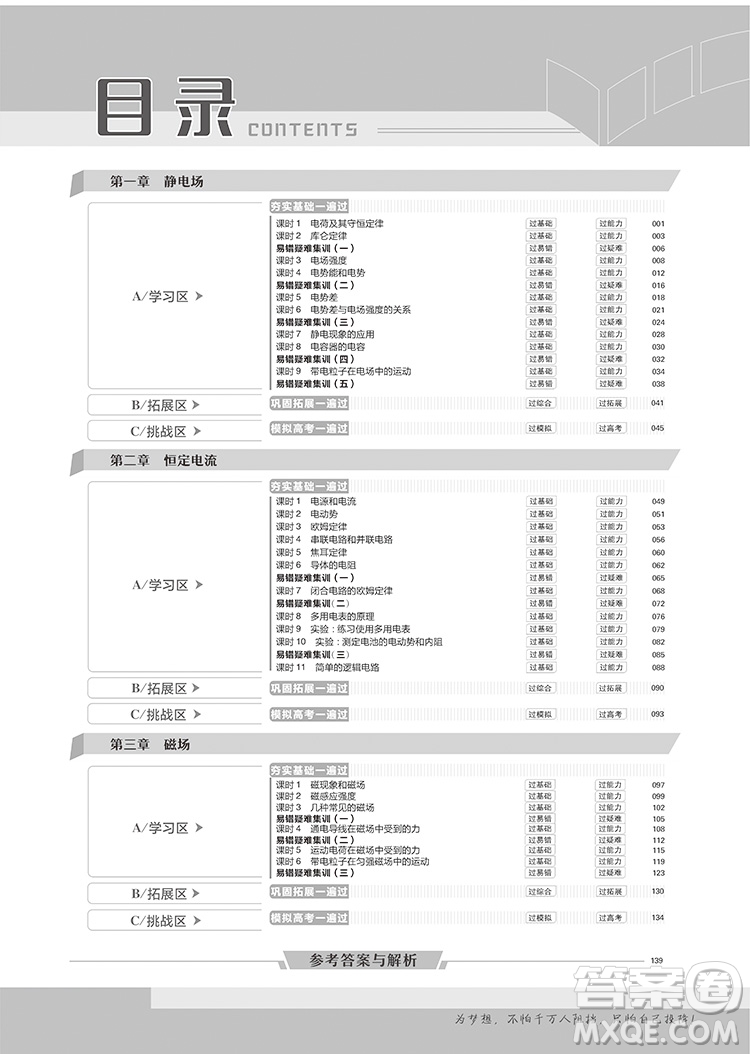 2019人教版一遍過高中物理選修3-1參考答案