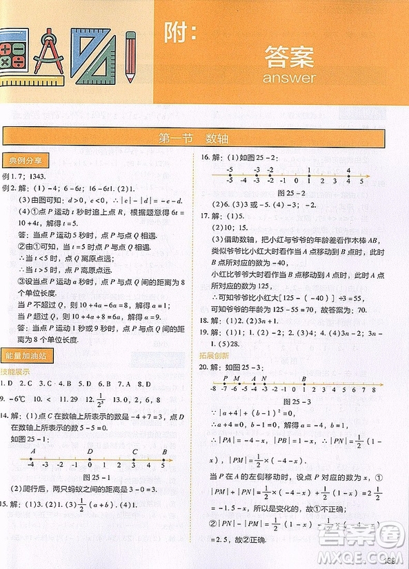 2018年初中數(shù)學滿分突破練習七年級參考答案