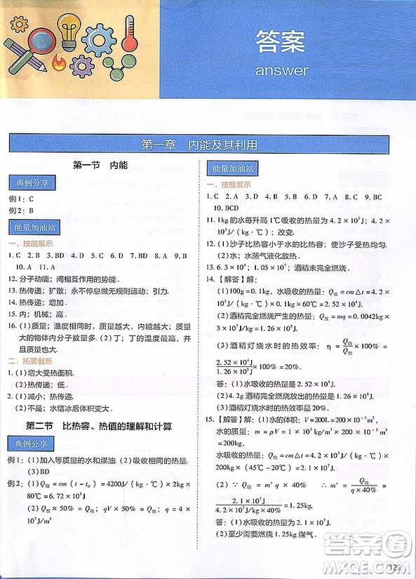 2018年初中物理滿分突破練習(xí)九年級參考答案