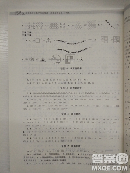 小學(xué)生階梯數(shù)學(xué)培優(yōu)題典分類分項(xiàng)分級(jí)1年級(jí)參考答案