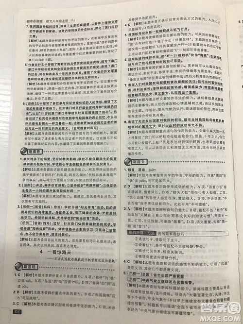 2019理想樹(shù)67初中自主學(xué)習(xí)初中必刷題八年級(jí)語(yǔ)文上冊(cè)參考答案最新