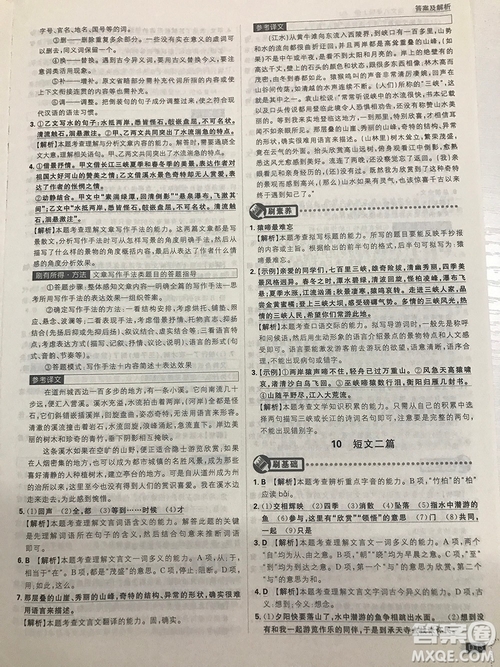 2019理想樹(shù)67初中自主學(xué)習(xí)初中必刷題八年級(jí)語(yǔ)文上冊(cè)參考答案最新