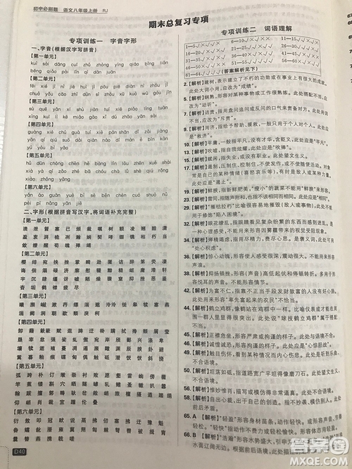 2019理想樹(shù)67初中自主學(xué)習(xí)初中必刷題八年級(jí)語(yǔ)文上冊(cè)參考答案最新