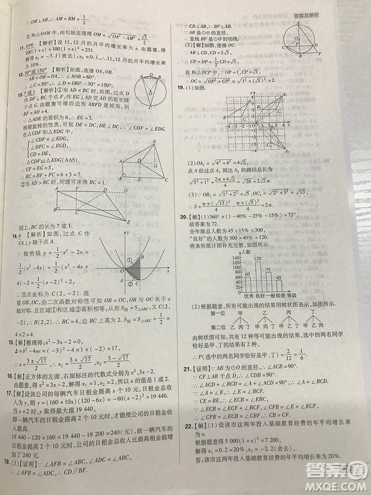 人教版九年級數(shù)學(xué)上冊初中必刷題2019版最新答案詳解