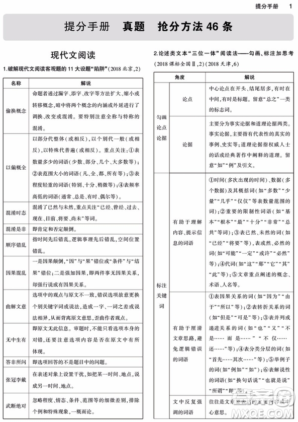 2019一線名卷高考真題語(yǔ)文參考答案