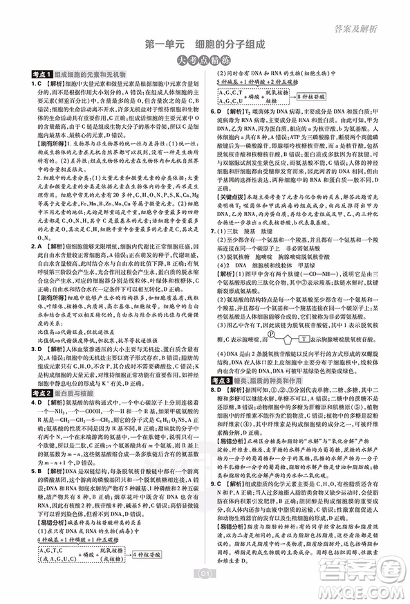 2019理想樹一輪復(fù)習(xí)高考必刷卷單元提升卷生物參考答案