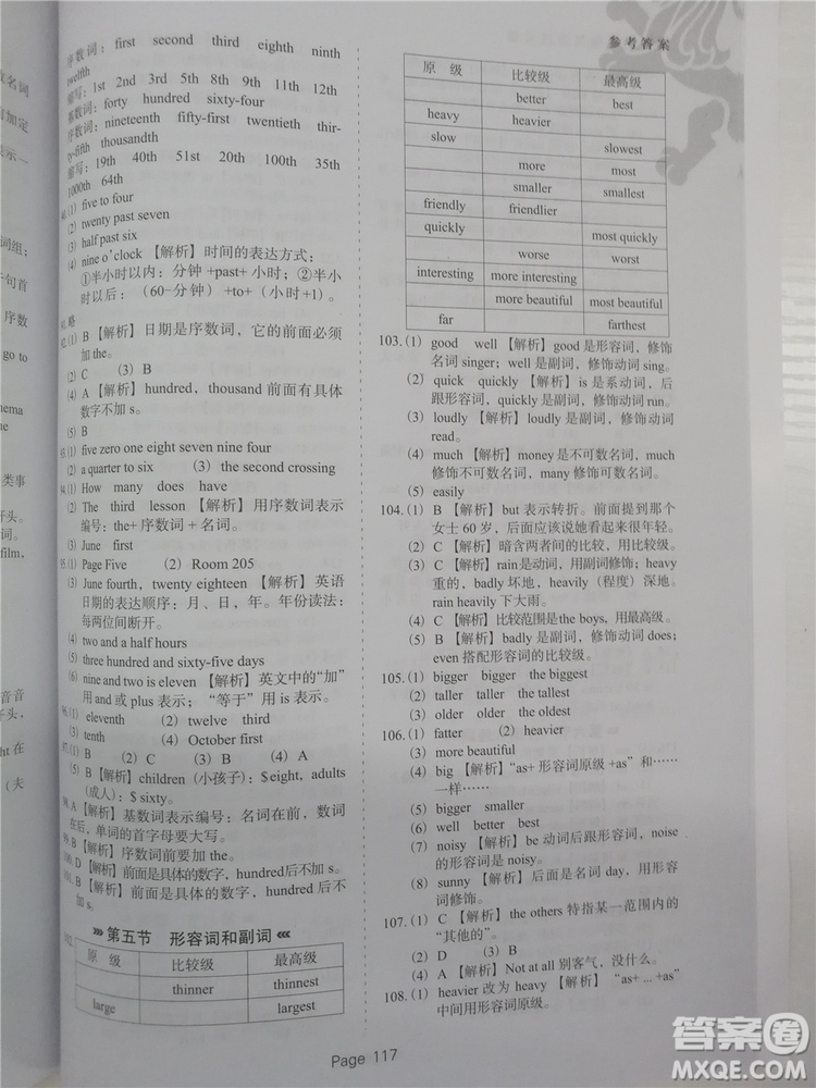 2018年全新版小升初必做英語過關(guān)題500道參考答案