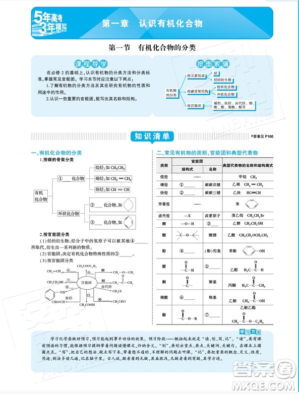 53曲一線2019新版五年高考三年模擬高中化學選修五有機化學基礎人教版答案