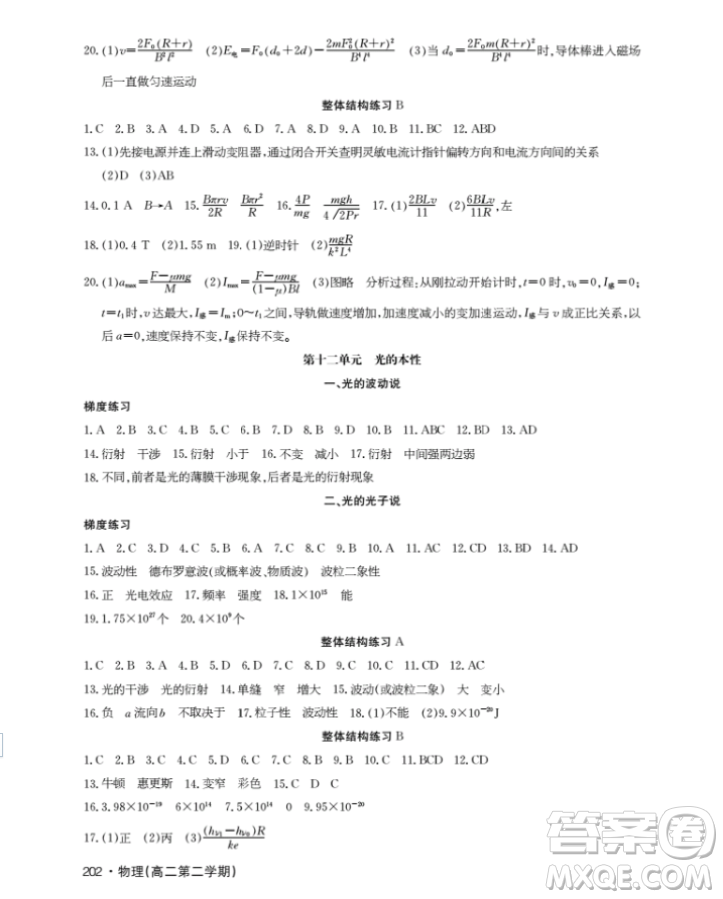 2019上海作業(yè)高二下物理鐘書金牌參考答案