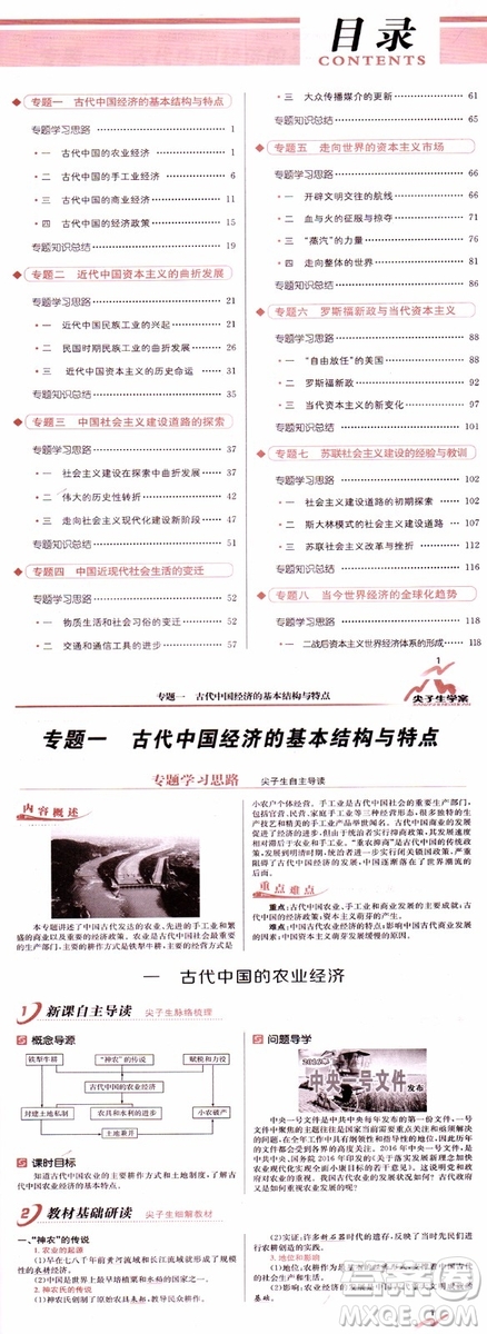 尖子生學(xué)案高中歷史必修2最新2019參考答案