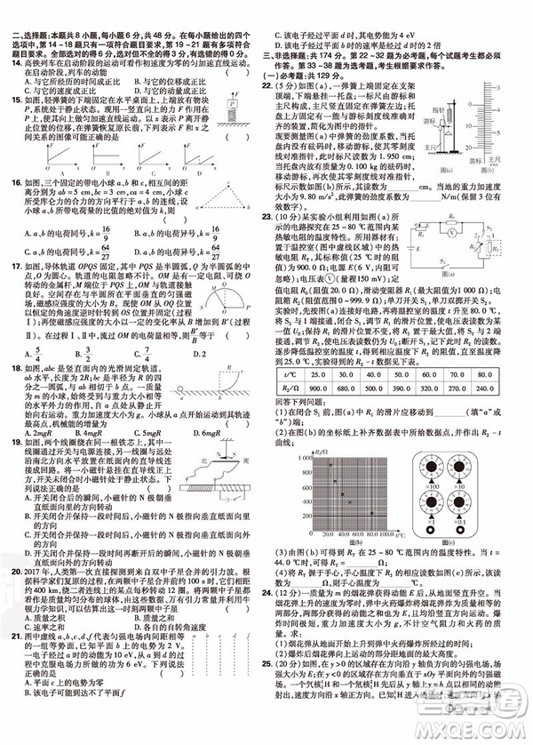 理想樹高考必刷卷2019十年真題理科綜合參考答案