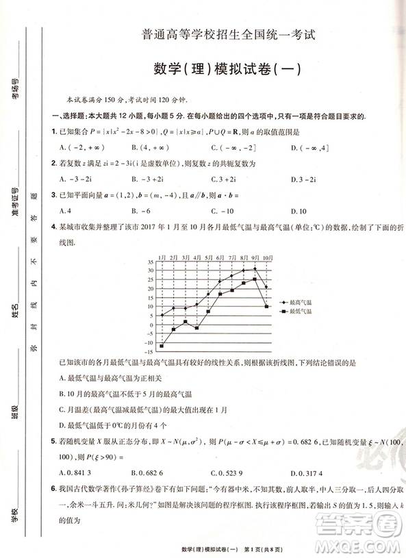 67理想樹高考自主復(fù)習(xí)2018高考必刷卷押題6套理科數(shù)學(xué)全國1卷參考答案