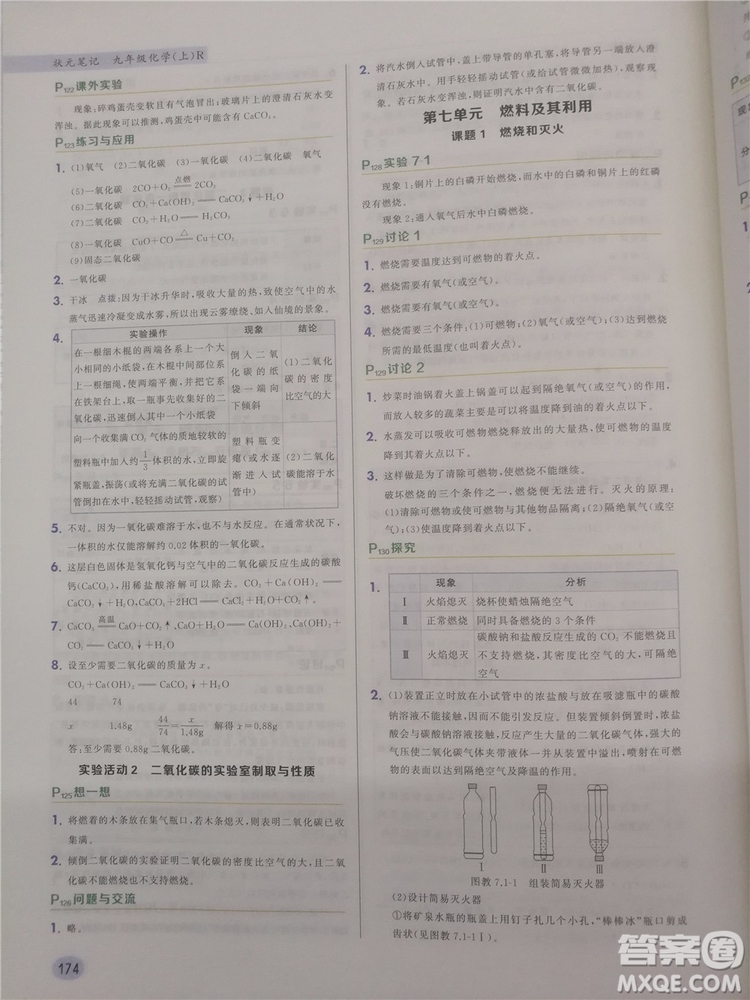 2018新版狀元筆記教材詳解九年級(jí)化學(xué)上冊(cè)人教版參考答案