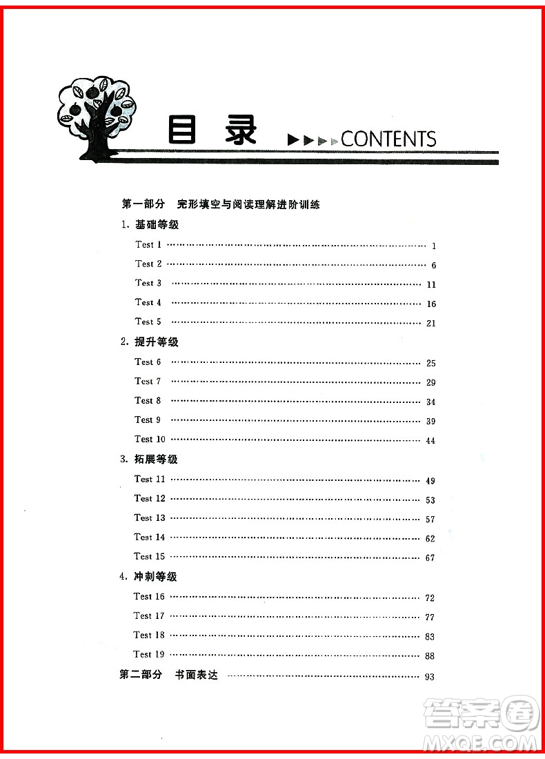 2019年閱讀理解書面表達(dá)與完形填空進(jìn)階訓(xùn)練3合1中考版參考答案