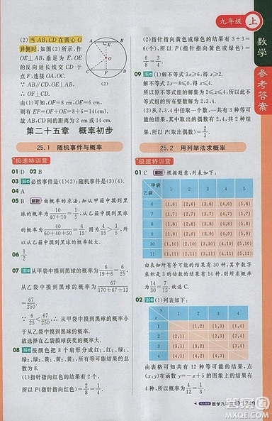 2018人教版1加1輕巧奪冠課堂直播九年級上冊數(shù)學(xué)參考答案