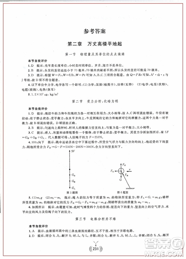 2018年直達(dá)高中名校初中物理是這樣學(xué)好的參考答案