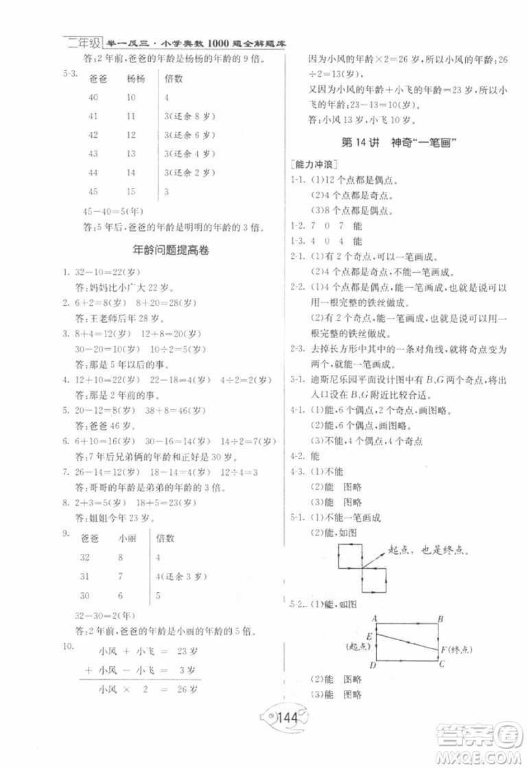 2018年舉一反三奧數(shù)1000題全解二年級(jí)數(shù)學(xué)參考答案