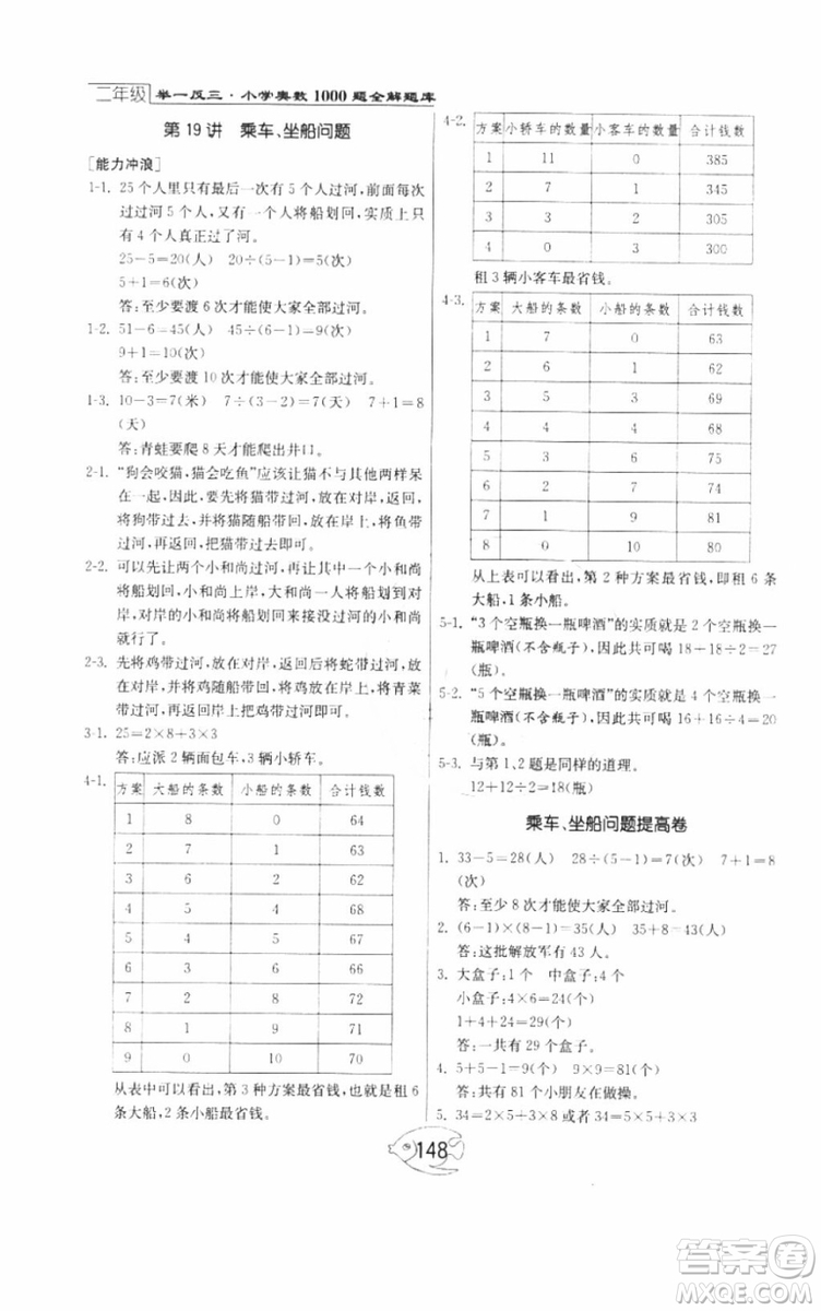 2018年舉一反三奧數(shù)1000題全解二年級(jí)數(shù)學(xué)參考答案