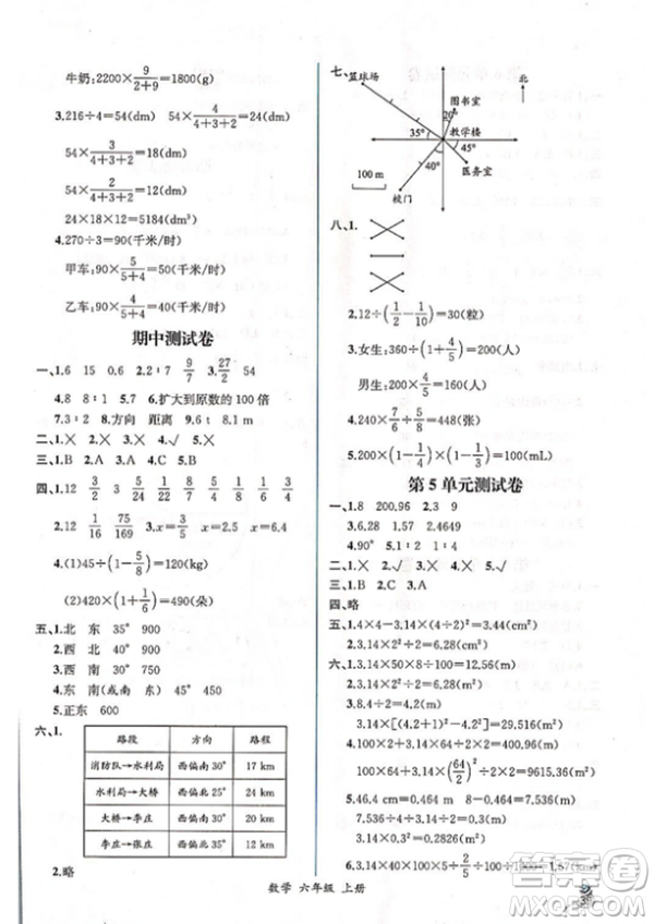 2018人教版課時(shí)練六年級(jí)上冊數(shù)學(xué)同步導(dǎo)學(xué)案答案