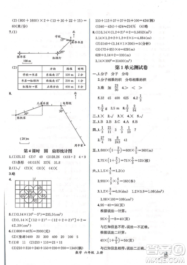 2018人教版課時(shí)練六年級(jí)上冊數(shù)學(xué)同步導(dǎo)學(xué)案答案