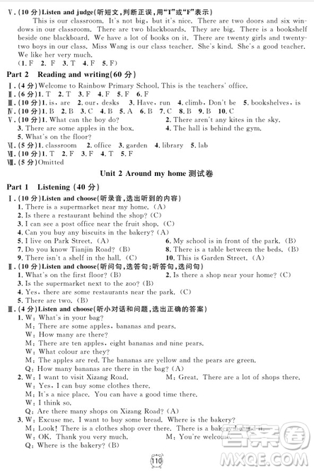 2018年滿分訓練與測試金試卷四年級上冊英語N版參考答案