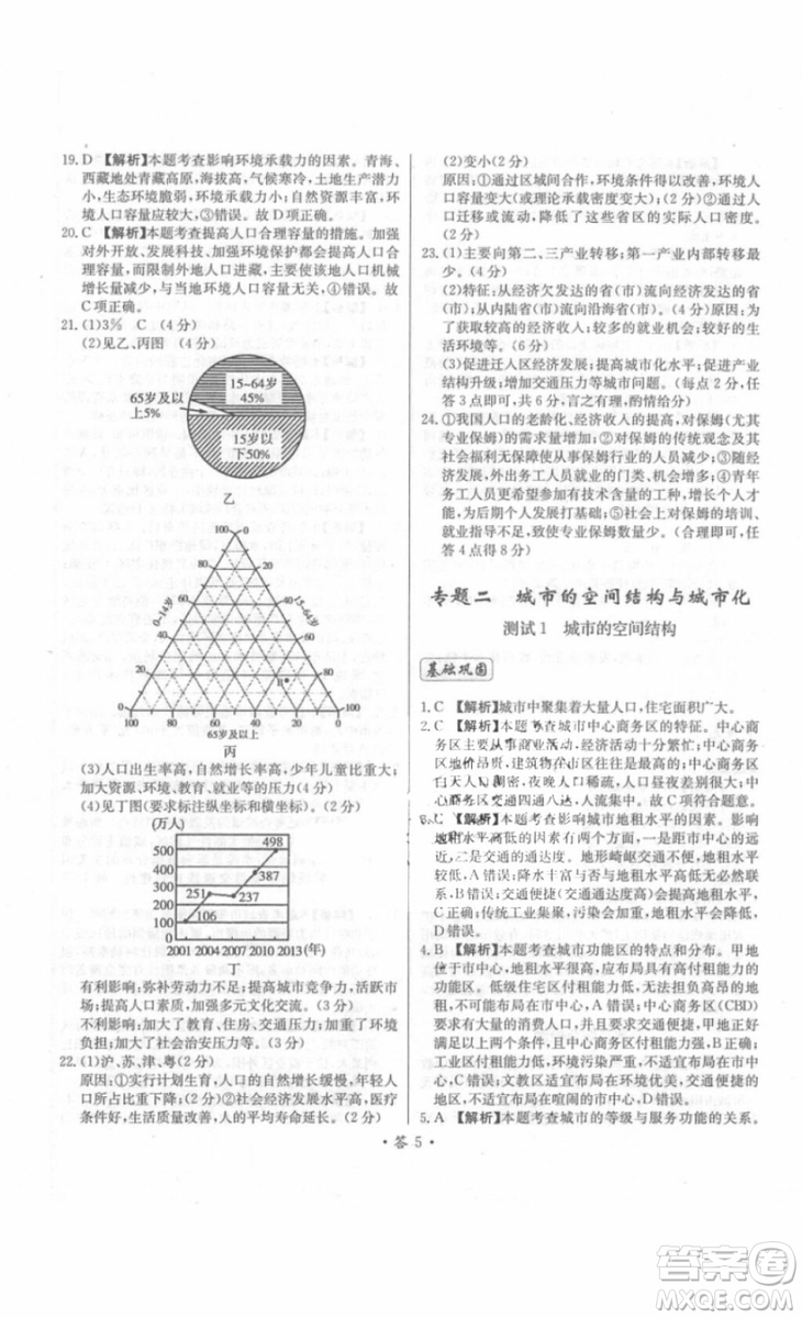 2018年對(duì)接高考單元專題測(cè)試卷地理必修2中圖版參考答案