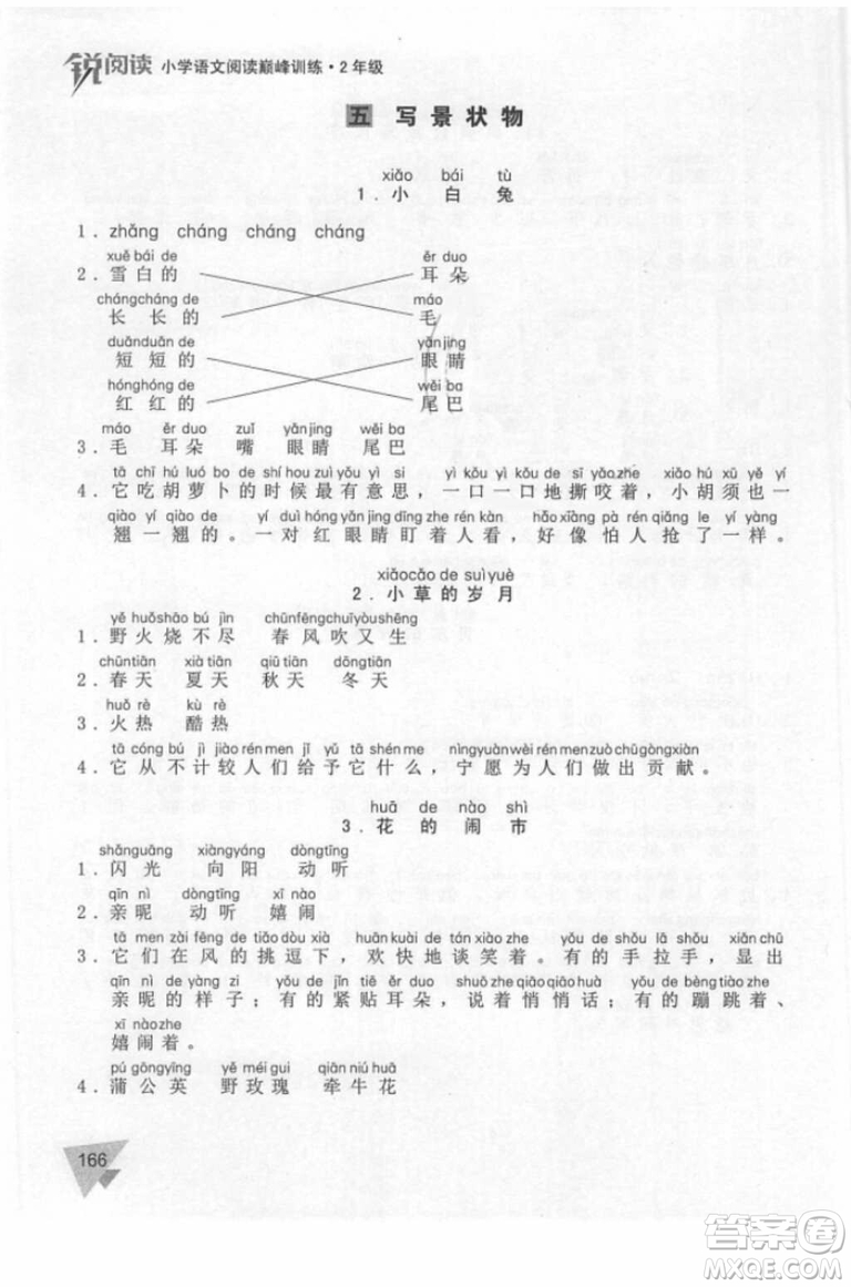 銳閱讀小學(xué)語(yǔ)文閱讀巔峰訓(xùn)練二年級(jí)語(yǔ)文2018年參考答案