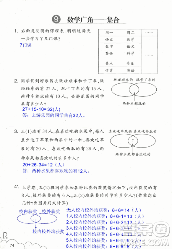 2018數(shù)學作業(yè)本三年級上冊參考答案最新