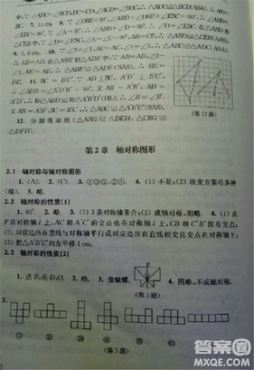 2018秋數(shù)學(xué)補(bǔ)充習(xí)題八年級(jí)上冊(cè)蘇科版參考答案