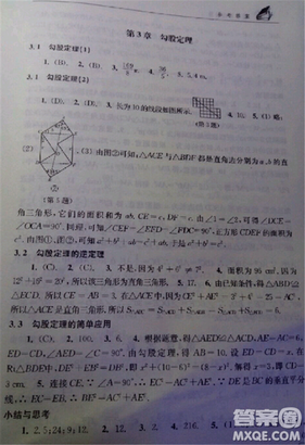 2018秋數(shù)學(xué)補(bǔ)充習(xí)題八年級(jí)上冊(cè)蘇科版參考答案