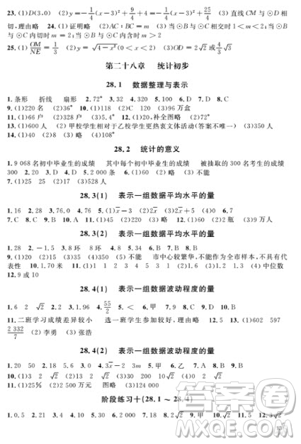 2018全新修訂版鐘書金牌上海作業(yè)九年級(jí)上數(shù)學(xué)參考答案