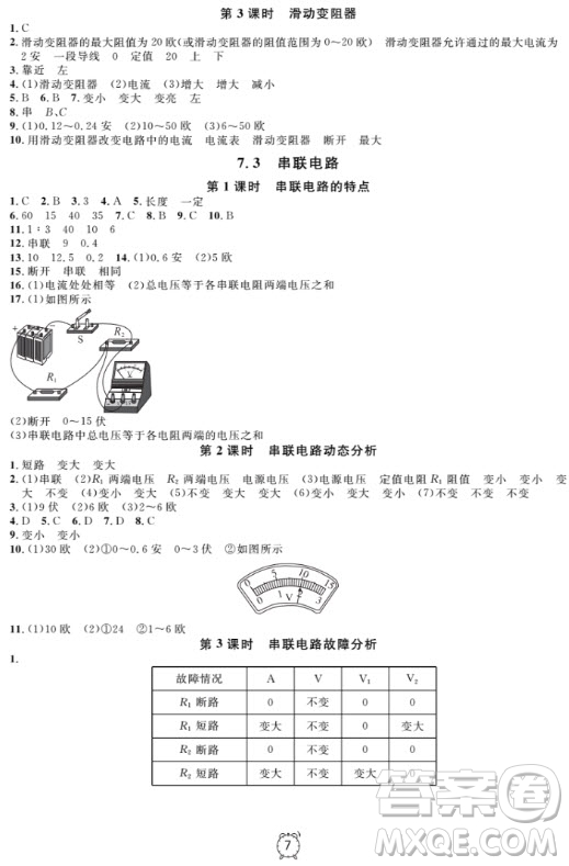 上海作業(yè)物理9年級(jí)上2018參考答案