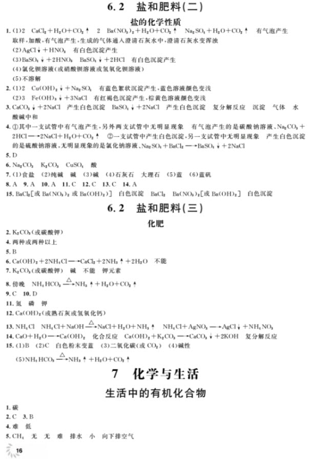 2018全新修訂版鐘書金牌上海作業(yè)九年級上化學(xué)參考答案