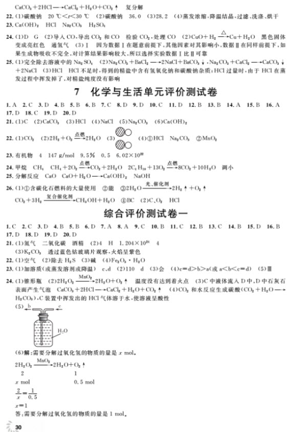 2018全新修訂版鐘書金牌上海作業(yè)九年級上化學(xué)參考答案