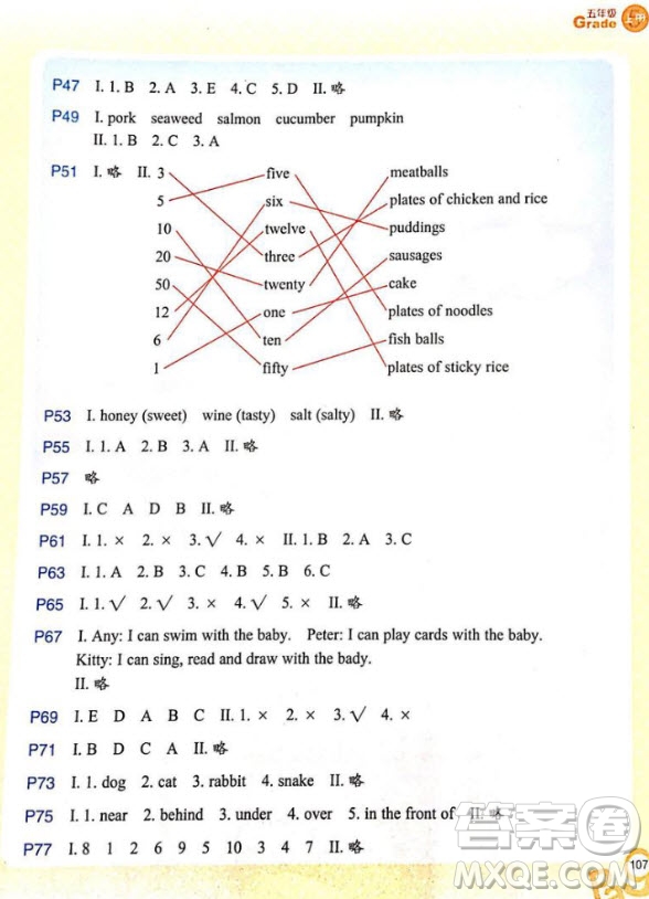 9787553622859小學(xué)英語同步閱讀五年級上冊人教版2018參考答案