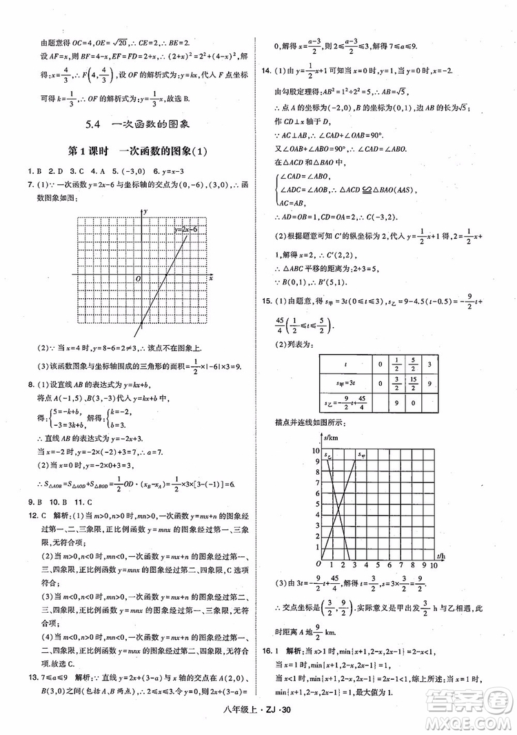 2018版版經(jīng)綸學(xué)典學(xué)霸題中題數(shù)學(xué)八年級(jí)上冊(cè)浙教版參考答案